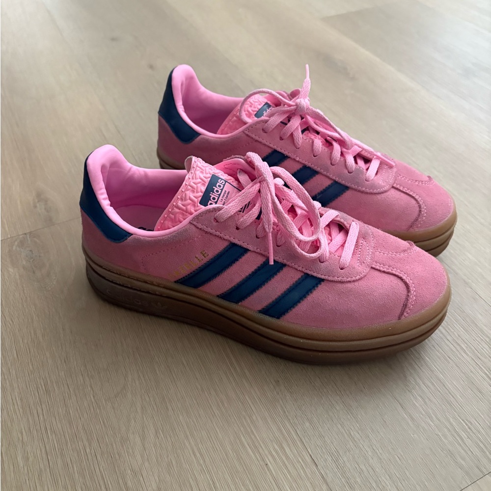 Adidas Pink Sneakers with Blue Accents